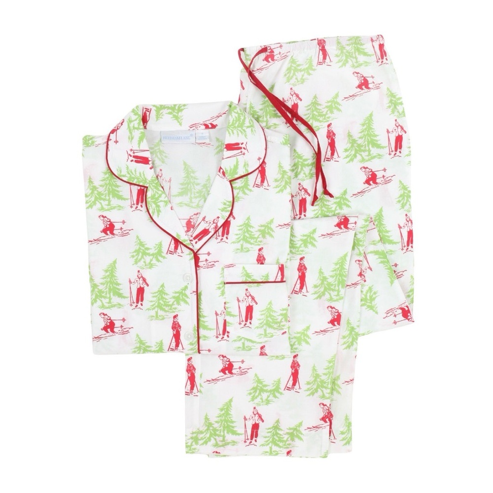 Needham Lane Festive Ski Print Pajama Set size large NWT